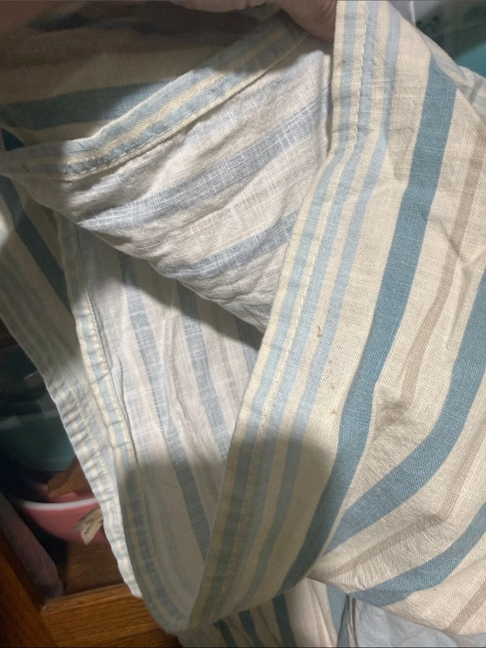 Blue and White Striped 100% cotton bathroom shower curtain